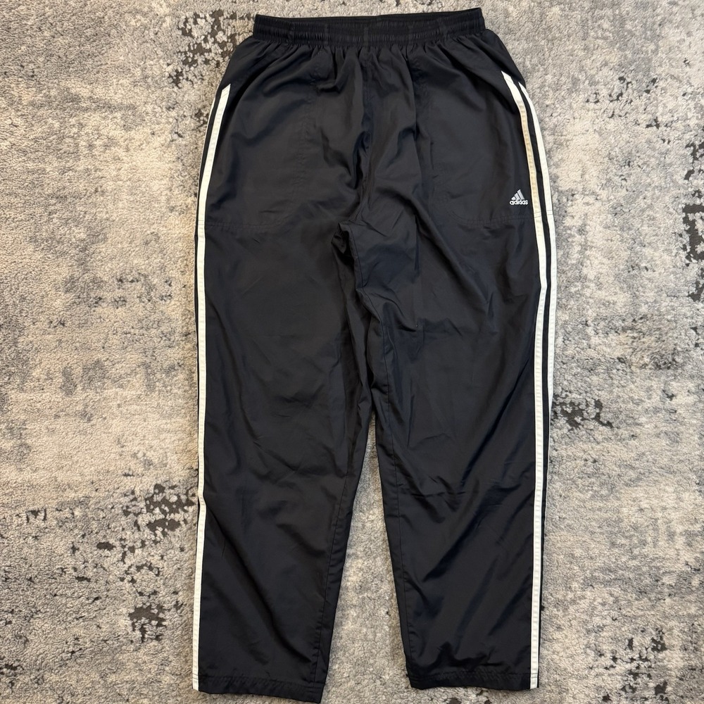 Vintage Y2k Adidas Sweatpants Black White Stripes Mens Large Mesh Lined